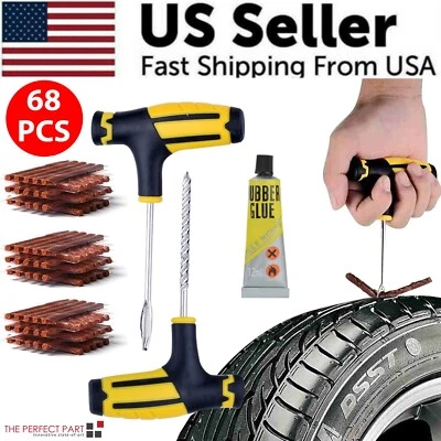 68pc Tire Repair Kit DIY Flat Tire Repair Car Truck Motorcycle Home Plug Patch - Image 1 of 4