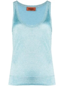 MISSONI Metallic Blue Tank Top Size 42 IT, 6 U.S, 10 U.K, NWOT - Picture 1 of 11
