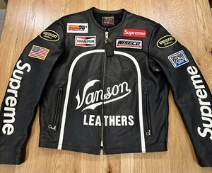 Supreme x Vanson SS17 Black Leather Star Jacket Size Medium - Picture 1 of 17