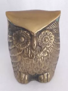 Vintage LEONARD SILVER MFG. CO. Solid Brass Owl Figurine / Paperweight - Picture 1 of 9