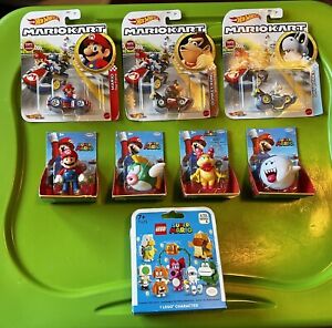 NEW Lot Of 8 Toys Nintendo Super Mario Hot Wheels Jakks Mini Figures Lego LOOK!