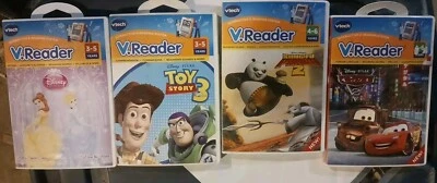 4 VTECH V.READER Games: TOY STORY 3, Kung Fu Panda, Cars 2, Disney Princess. New - Image 1 of 4