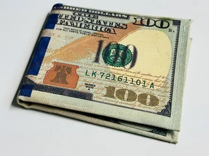 100 $ Hundert Dollar Schein Geldbörse Geld dünnes zweifach faltbares Kartenetui - Bild 1 von 5