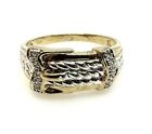 9ct Gold Buckle Ring 9K Yellow Gold White Gold Diamond Buckle Ring Men?s Ring