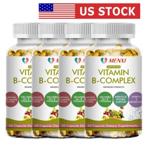 Vitamin B Complex Supplement 8 Super B Vits 60 Capsules with Inositol, Choline - Picture 1 of 14
