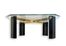 TAVOLO TAVOLINO WILLY RIZZO VETRO OTTONE DESIGN ANNI '70 VINTAGE MODERNARIATO