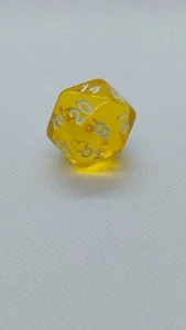 Basic D20 Die For RPGs D&D Crystal Clear Yellow - Picture 1 of 6