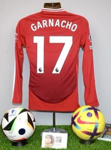GARNACHO 17 Manchester United 2024/25 L/S Home Shirt BNWT - Picture 1 of 2