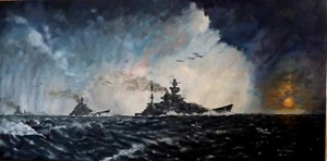 DON CAMERON ORIGINAL german ww2 kriegsmarine battleship Gneisenau war PAINTING - Bild 1 von 4