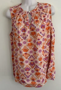 Croft & Barrow Women's Sleeveless Pullover Keyhole Floral Tunic Top Sz S - Picture 1 of 7