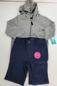 Boys Size 4T Hooded Jacket & Bermuda Set Gray Blue Garanimal & Children's Place - Picture 1 of 9