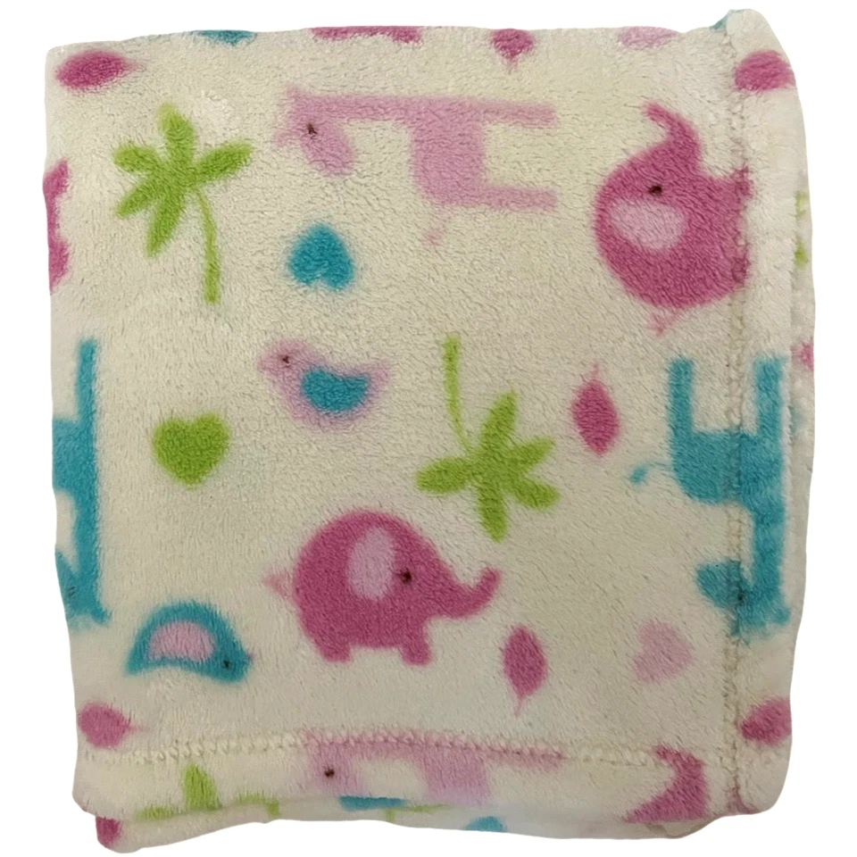 Baby Gear бежевый розовый слон синий жираф птица сердце одеяло флис сафари - Изображение 1 из 3