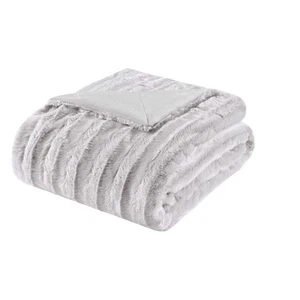Duke Luxury Long Faux Fur Throw Grey 50*60 Premium Soft Cozy Brushed Long Fau... - Picture 1 of 6
