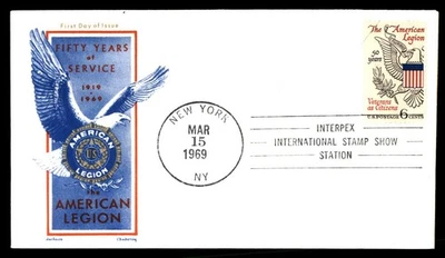 Mayfairstamps US FDC 1969 American Legion 50 Yrs Eagle First Day Cover aau_91325 - Image 1 of 2