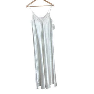 Oscar de la Renta Pink Label Slip Dress M White Satin Lace Nightgown Chemise New - Picture 1 of 9