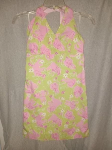 Lily Pulitzer Girls Pink Green Halter Elephant Dress Size 12 - Picture 1 of 9