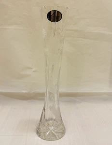 Arnstadt Kristall Germany Crystal Vase Cut 24% PbO Floral Etched Glass w/ Box - Picture 1 of 9