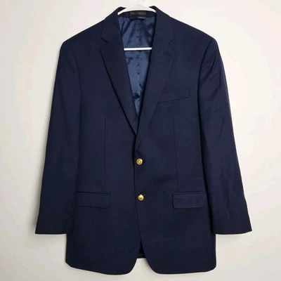 Chaqueta Blazer Lauren Ralph Lauren Para Hombre 38 L Azul Marino Mezcla Lana Botones Dorados Foto 1 de 4