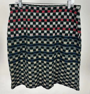 Anthropologie Aldo Martins Pencil Skirt XL Wool Blend Art to Wear Geometric Knit - Picture 1 of 11