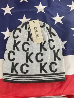 Kenneth Cole Reaction Women’s Grey Knit Beanie Skull Cap KC Logo Adult OS NWT - Image 1 of 4