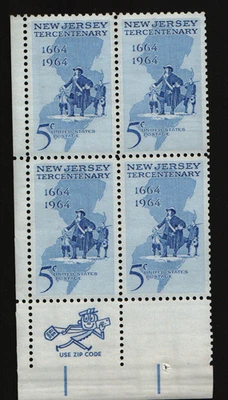 1964 5c New Jersey Tercentenary Plate Block of Four  Scott #1247  ST024 - Image 1 of 2