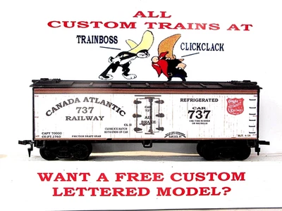HO SCALE CUSTOM LETTERED CANADA ATLANTIC RR REEFER AVAIL IN O SCALE - Image 1 of 4