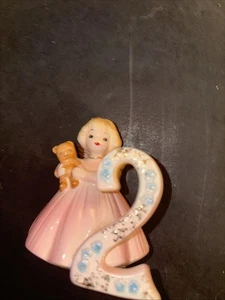 Vintage Josef Original Geburtstag Mädchen Engel Figur in Rosa Alter 2 Zwei - Bild 1 von 3