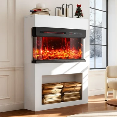 Electric Fireplace, Electric Fireplace With Remote Control 12 Colours LED Flame Timer Xi - Image 1 of 4