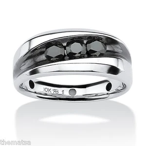 HERRENRING PLATIN ÜBER STERLINGSILBER SCHWARZER DIAMANT GRÖSSE 8,9,10,11,12,13 - Bild 1 von 1