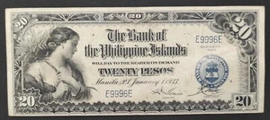 Philippines 20 Pesos Pick-24 Note 01/01/1933 VF+ - Picture 1 of 2