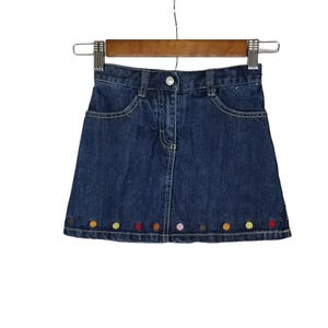 Gymboree Girls 6 Dark Wash Polka Dot Embroidered Denim Skort Skirt - Picture 1 of 5