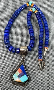 Navajo Lapislazuli Halskette Intarsien Mosaik Türkis Stachelige Auster Austin Garcia - Bild 1 von 5