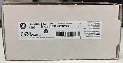 1492JD3PSS - AB, Terminal Block, 2 Circuit, Plug-In, 20A 300V  ****FULL BOX **** - Image 1 of 4