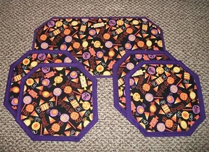 Halloween Candy Handmade 7Pc Set Table Runner Centerpiece Table Mats - Picture 1 of 7