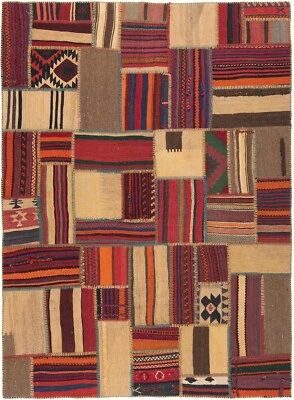 Kelim Patchwork Handgewebter 243x180 cm-Perserteppich,Rug,Orient,kilim,Carpet - Bild 1 von 4