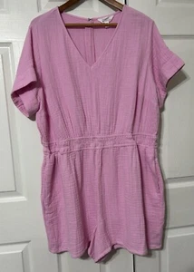 Market & Spruce Stitch Fix Pink Romper Shorts Trini Gauzy Cotton NWOT 2X - Picture 1 of 5