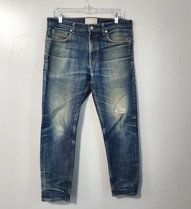 Everlane The Cotton Slim-Fit Denim Jeans Mens 32x30 Distressed Medium Wash Taper - Picture 1 of 21