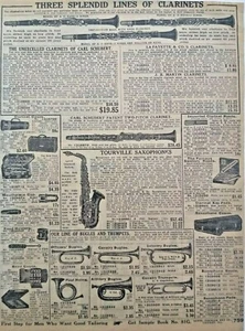 1911 saxophone saxophone antique Bugle Art Sears page catalogue vintage annonce imprimée - Photo 1/3
