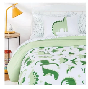 New Boy's Dinosaur Twin Size Comforter Set Sheets Bed in a Bag Kid's Dino Green - Picture 1 of 4