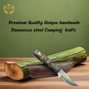 Damascus Knife 7.5 Inch, Fixed Blade Knife, Camping Knife, Skinner Knife D#107 - Picture 1 of 12