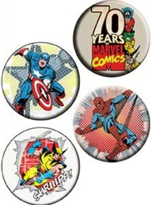 Marvel Comics 1.25" Juego de 4 botones con licencia oficial Spiderman Wolverine Capt - Imagen 1 de 1
