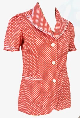 Blusa Top Vintage Años 50 60 Rockabilly Naranja Lunares S Foto 1 de 3