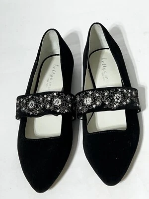 Zapatos Bettye Muller Bordados Correa Punta Punta Terciopelo Negro Para Mujer EE. UU. 7 NUEVOS Foto 1 de 4