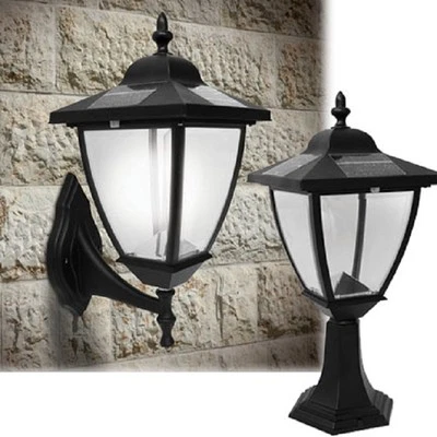 4 Black Aluminum Solar Fence Gate Lamp Post Lights For Wood Mason Brick Wall - Image 1 of 4