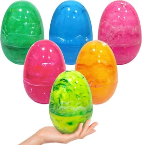 6Pcs 6" Jumbo Marble Pattern Plastic Easter Eggs, Egg Hunt, Basket Stuffers - Picture 1 of 6