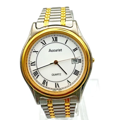 Reloj Acuurist Vintage MB168WR Damas Todo Inoxidable Fecha Dos Tonos Funcionando Foto 1 de 4