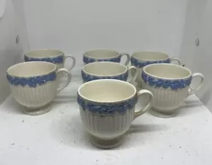 Vintage Lot Of 7 Wedgwood Queensware Lavendar On Cream Demitasse Cups As Found - Picture 1 of 22