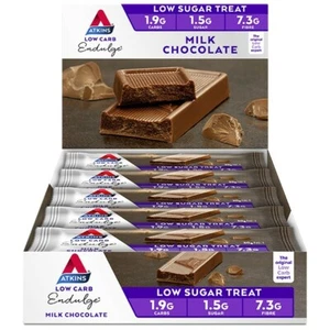 Atkins Low Carb Endulge Bars 15 x 30g - Milk Chocolate Low Sugar Treat Indulge - Picture 1 of 2