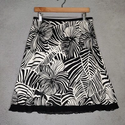 Falda Tommy Bahama Para Mujer 6 Marfil Negra Tropical Floral Mezcla Seda Línea A Foto 1 de 4