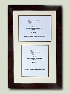 Picture Frame & Mat w/ Double Reverse 8x10 Openings For Documents/Pictures - Picture 1 of 1